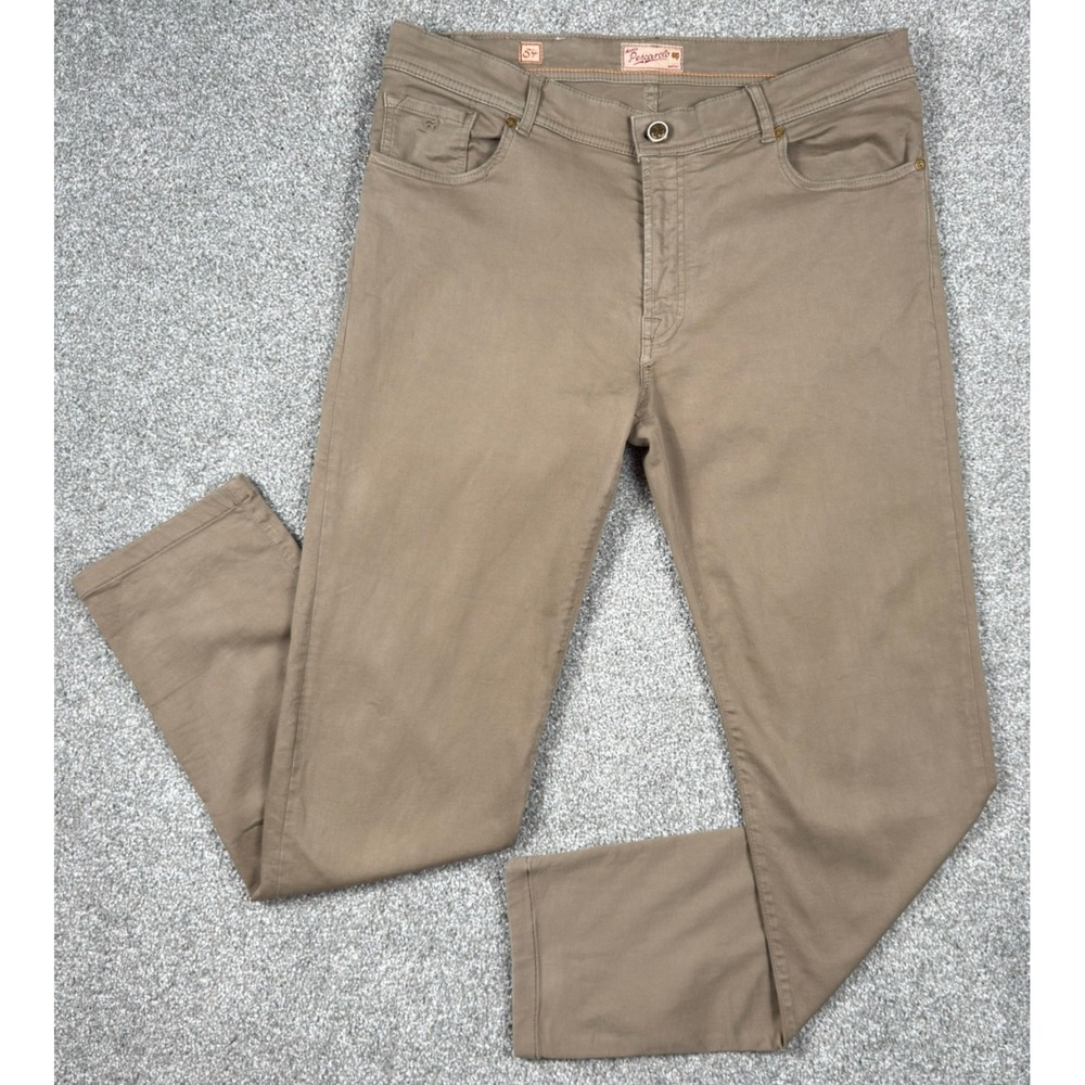 Marco Pescarolo Nerano M17 Khaki Stretch Pants Men's IT 54 US 36x33 Italy